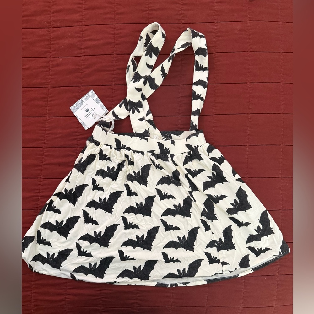 Kate Quinn bamboo bat print circle skirt w/ suspenders